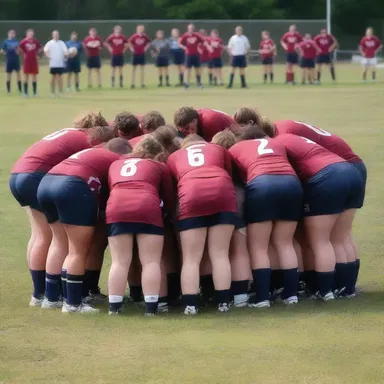 During the championship game, the rugby team gathered for a moment of prayer before attempting a goal-kick.