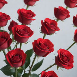 Stunning bouquet of sharp colored red roses, appearing vivid against a transparent backdrop