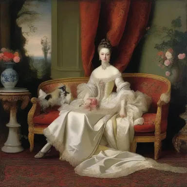 The painting depicts a scene of lavishness and indulgence contrasted with a small figure symbolizing moderation.