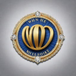 Create a logo for a gameshow called 'Who is the Millionaire', incorporating elements of wealth such as diamonds and golden accents. The design should be elegant and luxurious.