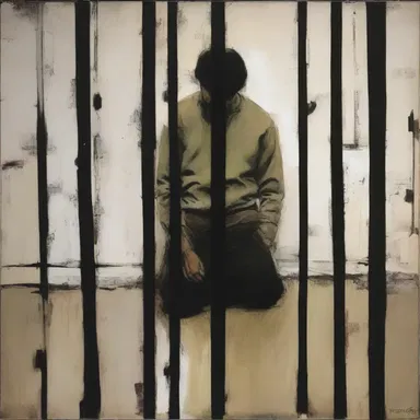 The artist used thick, dark lines to create a feeling of being trapped and barred in the painting.
