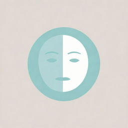 Generate a logo featuring a calm human face, styled in minimalistic and abstract design, with a tranquil color palette