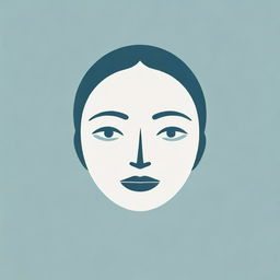 Generate a logo featuring a calm human face, styled in minimalistic and abstract design, with a tranquil color palette
