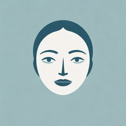 Generate a logo featuring a calm human face, styled in minimalistic and abstract design, with a tranquil color palette