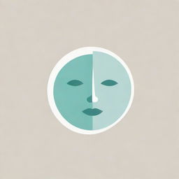 Generate a logo featuring a calm human face, styled in minimalistic and abstract design, with a tranquil color palette