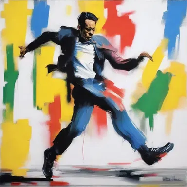 The painting depicted a hit-and-run style composition, with bold and spontaneous brush strokes, capturing the energy and movement of the subject.