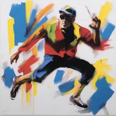 The painting depicted a hit-and-run style composition, with bold and spontaneous brush strokes, capturing the energy and movement of the subject.