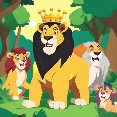 In the popular cartoon series, the enthronement of the lion as the king of the jungle was depicted with colorful and lively animation.