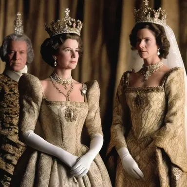 The movie portrayed the extravagant enthronement of the fictional queen, featuring dazzling costumes and elaborate sets.