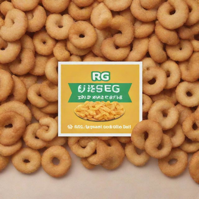 Retouch the 'RSG Sweet and Salty' food stall banner to emphasize the name 'SRG Sweet and Salty' instead. Maintain the existing vibrant and inviting theme with images of assorted sweet and salty snacks.