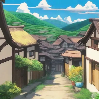 The sloping rooftops in the anime showed a picturesque scenery of the village.