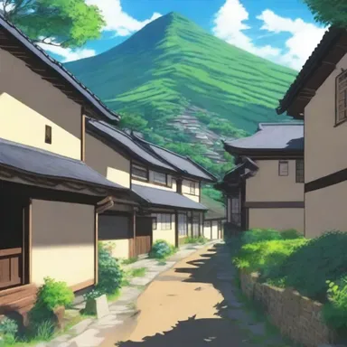 The sloping rooftops in the anime showed a picturesque scenery of the village.