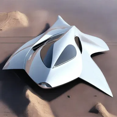 The futuristic spaceship had a sleek sloping design for optimal aerodynamics.