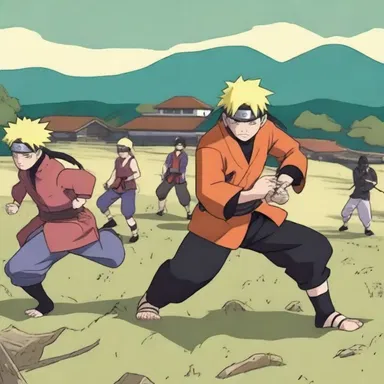In the anime Naruto, the characters often train and fight in open pastureland outside of the village.