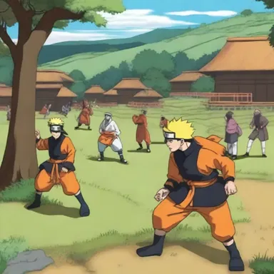 In the anime Naruto, the characters often train and fight in open pastureland outside of the village.