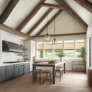 The modern farmhouse style incorporates elements of pastureland, such as wooden beams and natural textures, into its design.