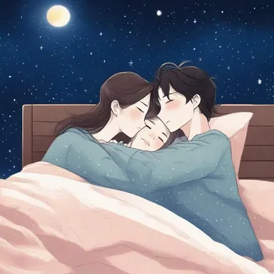 As they cuddled under the starry sky, the sleepy couple whispered sweet nothings to each other.