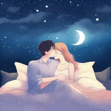 As they cuddled under the starry sky, the sleepy couple whispered sweet nothings to each other.