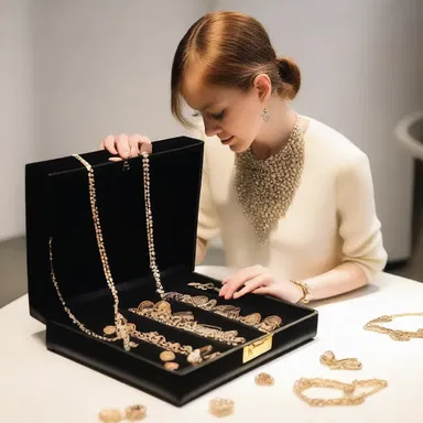 The designer jemmied open the locked jewelry case to retrieve the sparkling necklace for the runway show.