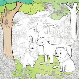 A high-quality digital art image, designed as a cover page for a children's colouring book