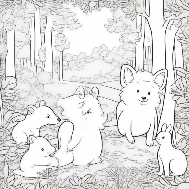 A high-quality digital art image, designed as a cover page for a children's colouring book