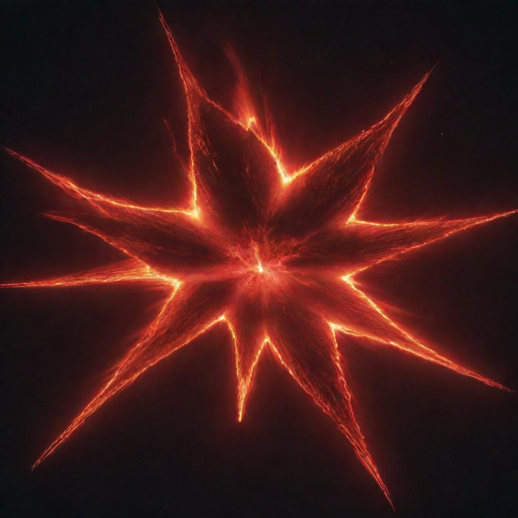 An angry star, glowing red and flaring up dramatically in the night sky