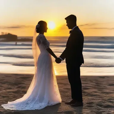 As the couple stood hand in hand, they watched the daybreak together, their love growing with each moment as the sun rose.