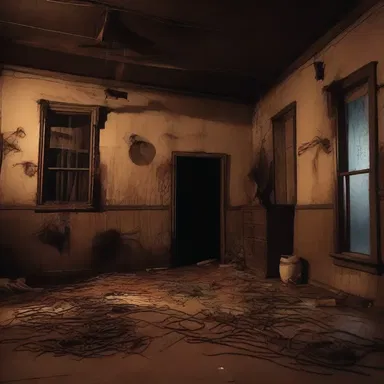 The haunted house had eerie decorations that frightened the visitors.