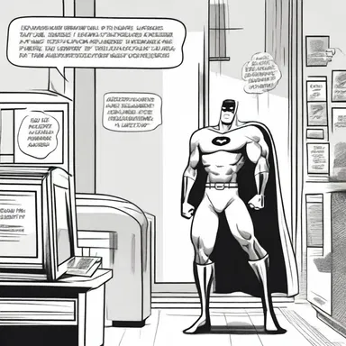 In the comic strip, the superhero's frightened expression was exaggerated to show his intense fear.