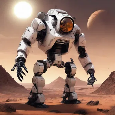 In the futuristic science fiction novel, a highly advanced robotic naval unit protects a colony on Mars.