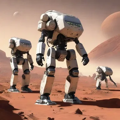 In the futuristic science fiction novel, a highly advanced robotic naval unit protects a colony on Mars.