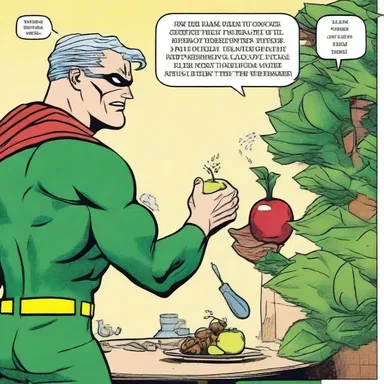 In the comic strip, the superhero uses the seeds of the balsam apple to create a powerful antidote for the villain's poison.