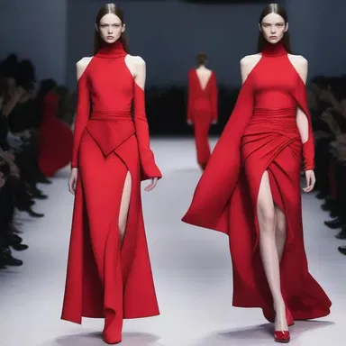 The fashion designer created an avant-garde collection inspired by hematic elements, such as blood red colors and flowing fabric resembling veins.