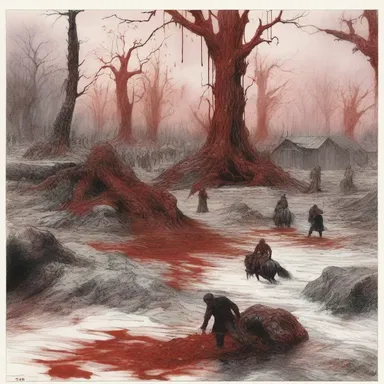 The author used hematic imagery throughout the novel, describing the bloodshed and its impact on the characters' lives.
