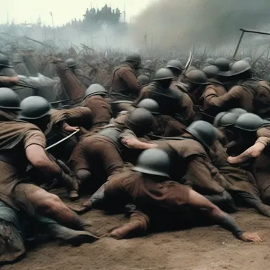 The movie depicted a hematic battle scene, showing the intensity and brutality of the conflict.