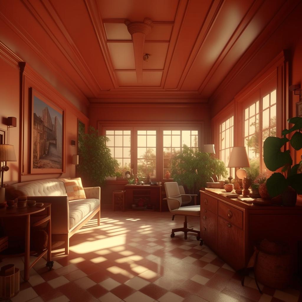 Create an extremely detailed interior in the style of Julius Shulman in 8k resolution.