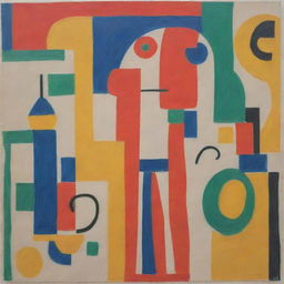 Create a painting in the style of Le Corbusier, focusing on the theme of human health. Include elements of physical wellness, mental health, and elements representing the human body.