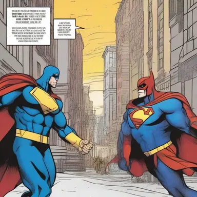 In the last page of the comic book, the superhero finally defeats the supervillain and restores peace to the city.