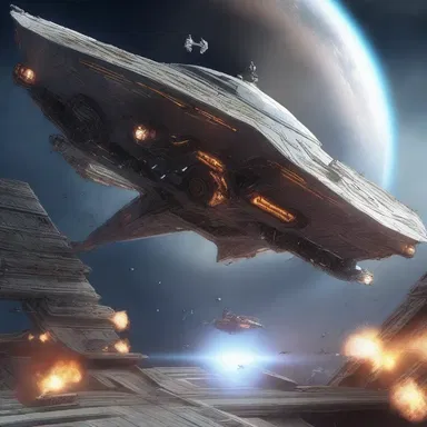After countless battles, the hero pilots his spaceship into the heart of the enemy's space station and finally destroys it.