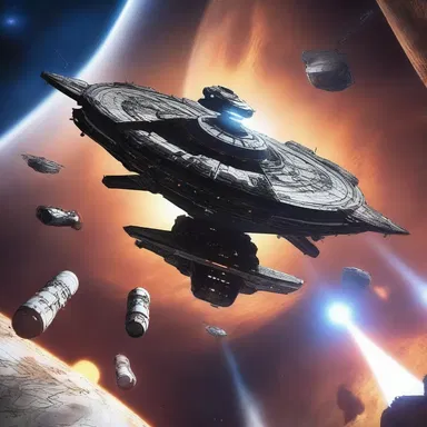 After countless battles, the hero pilots his spaceship into the heart of the enemy's space station and finally destroys it.