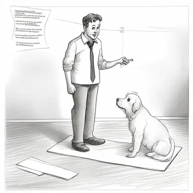 The comedian's joke included a humorous situation where an artist mistook their dog's tail for a drawing board.