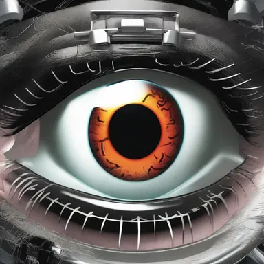 The science fiction novel explores a dystopian future where humans implant bionic eyes to enhance their vision.