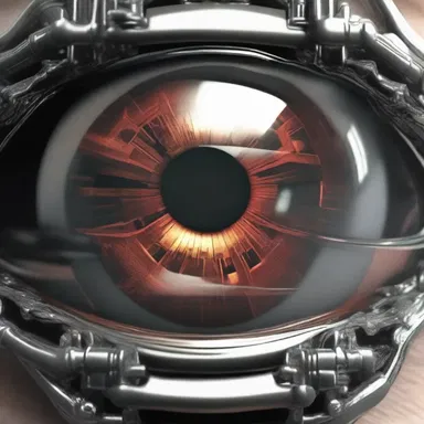 The science fiction novel explores a dystopian future where humans implant bionic eyes to enhance their vision.