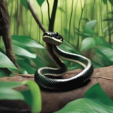 In the novel, the protagonist encounters a rat snake while exploring the jungle.