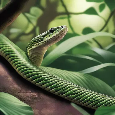 In the novel, the protagonist encounters a rat snake while exploring the jungle.