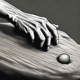 This high-quality digital art piece captures a hand meticulously setting a stone as a boundary