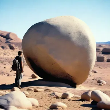In the movie, the protagonist had to hunker down behind a rock to remain hidden from the enemy.