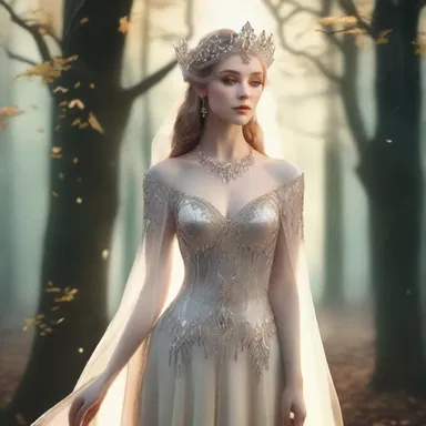 The elven queen adorned her gown with intricate fallals, shimmering with enchantment.