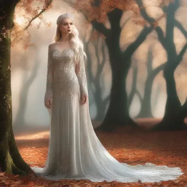 The elven queen adorned her gown with intricate fallals, shimmering with enchantment.