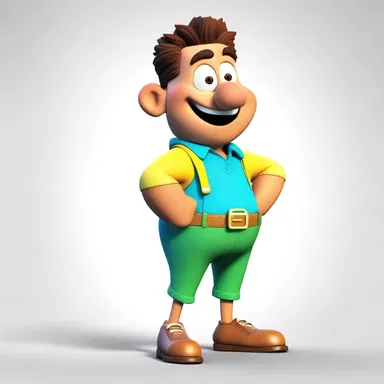 The animated character flaunted exaggerated fallals, adding humor and quirkiness to the show.